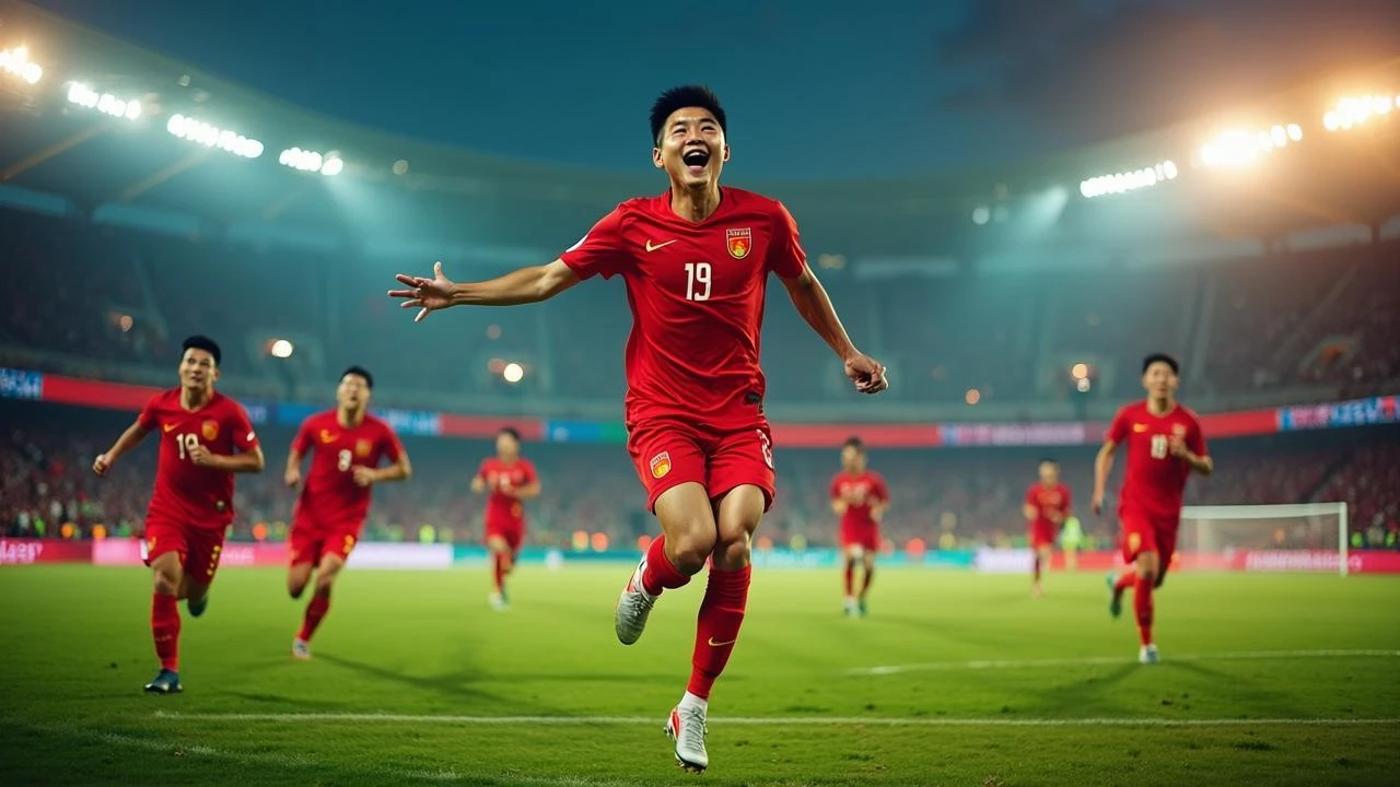 亚洲杯U23小组赛第二轮，中国U23战胜澳大利亚U23拿下三分